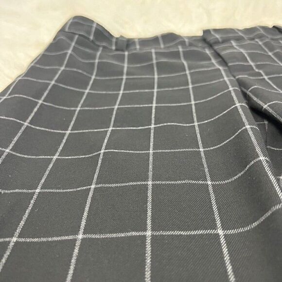 Calvin Klein Black Plaid Check Women’s Trouser Straight Leg Work Pants 10 Crop - Picture 6 of 11